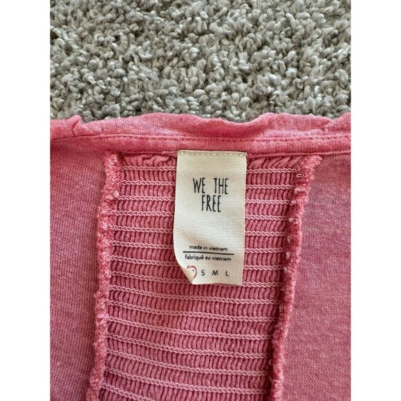 We the Free Oversized Thermal Top Long Sleeve Pink Tasseled Boho Blouse Size XS - Picture 5 of 6